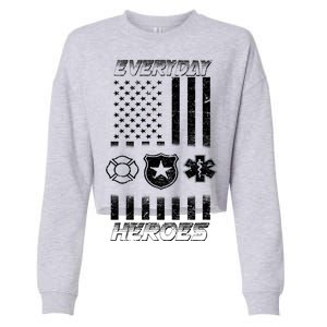 Everyday Heroes Firefighters  EMT Police Cropped Pullover Crew