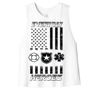 Everyday Heroes Firefighters  EMT Police Women's Racerback Cropped Tank