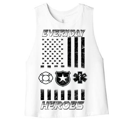 Everyday Heroes Firefighters  EMT Police Women's Racerback Cropped Tank