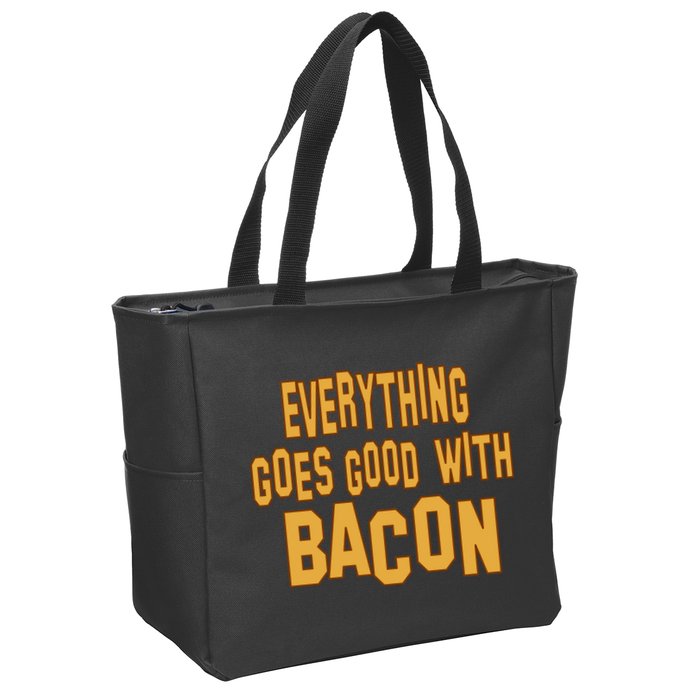Everything Goes Good With Bacon Zip Tote Bag