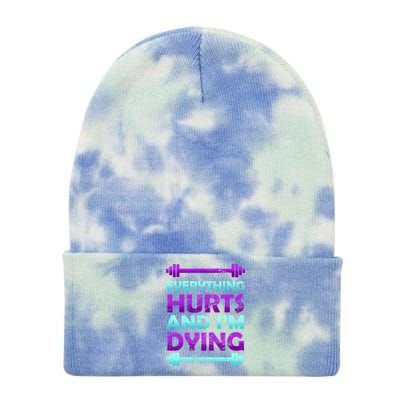 Everything Hurts And I'm Dying Exercise Tie Dye 12in Knit Beanie