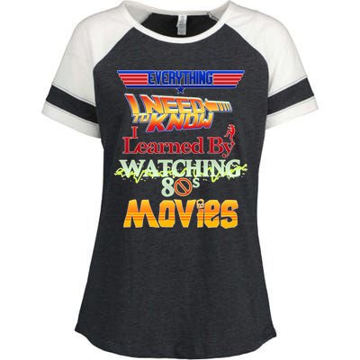 Everything I Need To Know - 80s Movies Enza Ladies Jersey Colorblock Tee