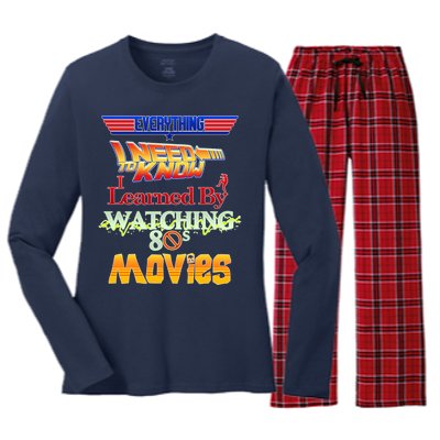 Everything I Need To Know - 80s Movies Women's Long Sleeve Flannel Pajama Set 