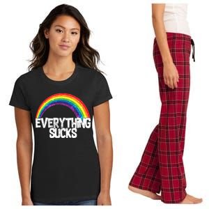 Everything Sucks Rainbow Women's Flannel Pajama Set