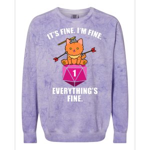 Everything's Fine Cute Cat DnD Colorblast Crewneck Sweatshirt