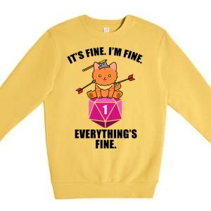 Everything's Fine Cute Cat DnD Premium Crewneck Sweatshirt