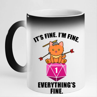 Everything's Fine Cute Cat DnD 11oz Black Color Changing Mug