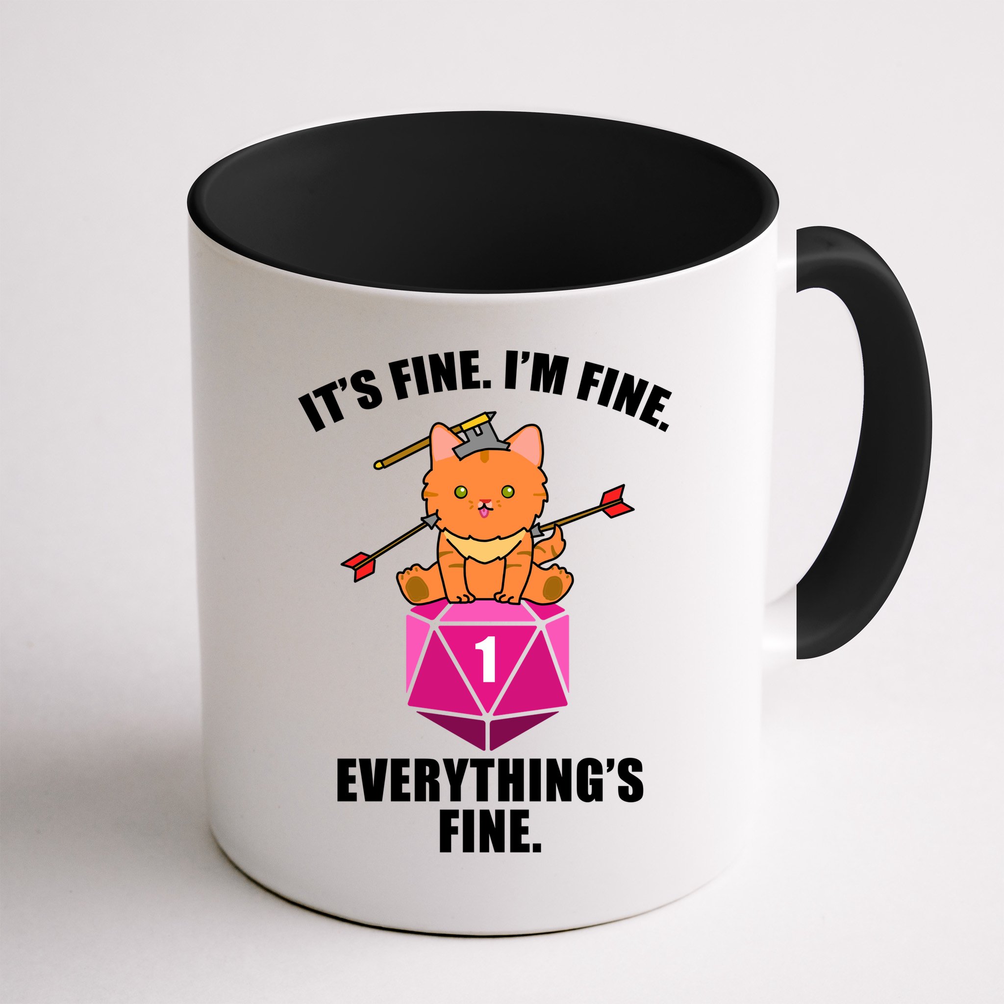 Everything's Fine Cute Cat DnD Mug