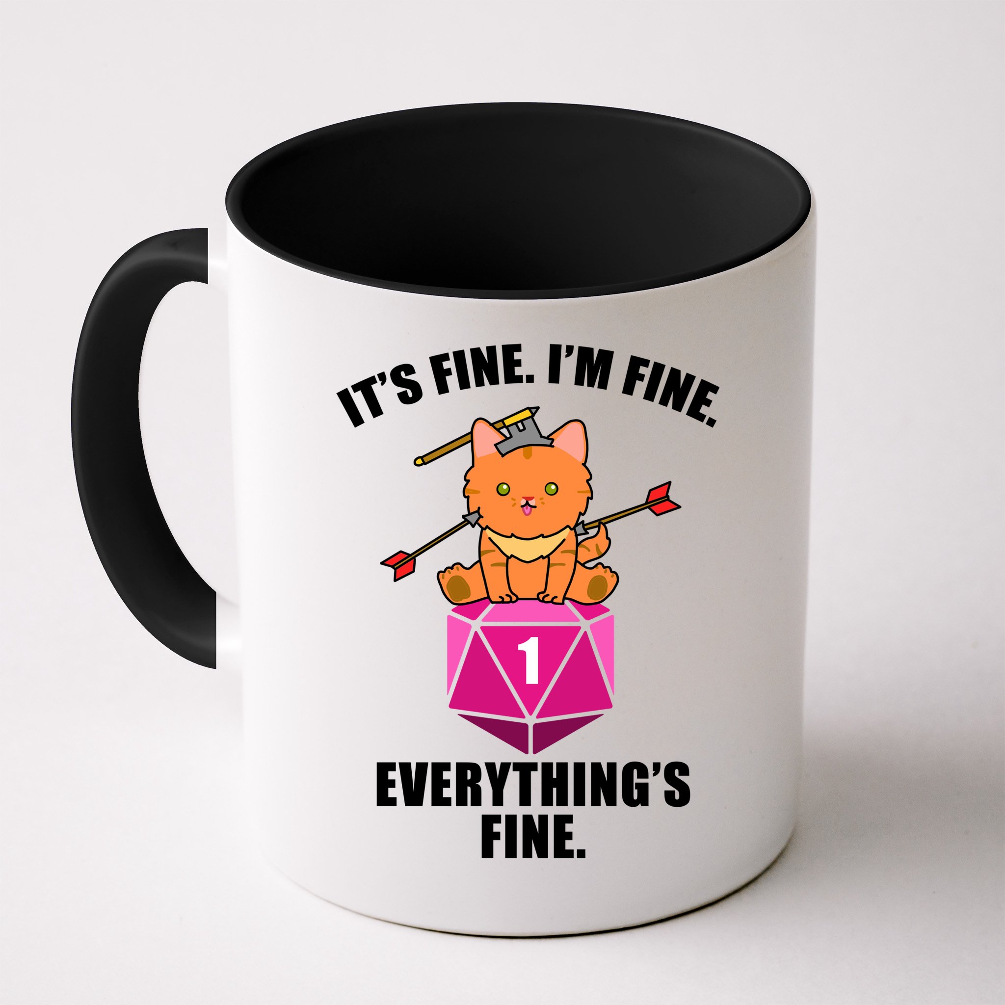 Everything's Fine Cute Cat DnD Mug