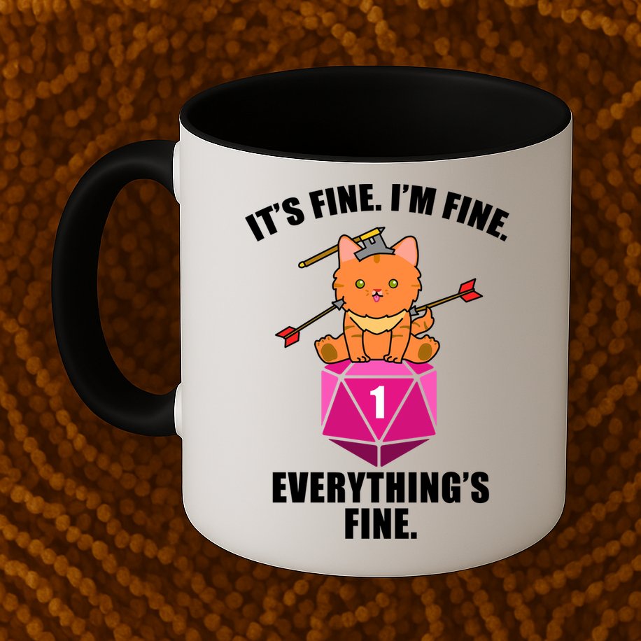 Everything's Fine Cute Cat DnD Mug