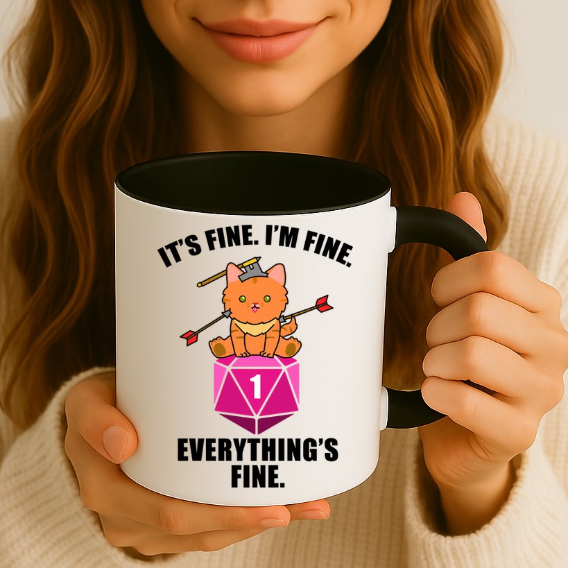 Everything's Fine Cute Cat DnD Mug