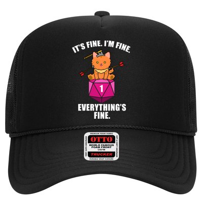 Everything's Fine Cute Cat DnD Trucker Hat