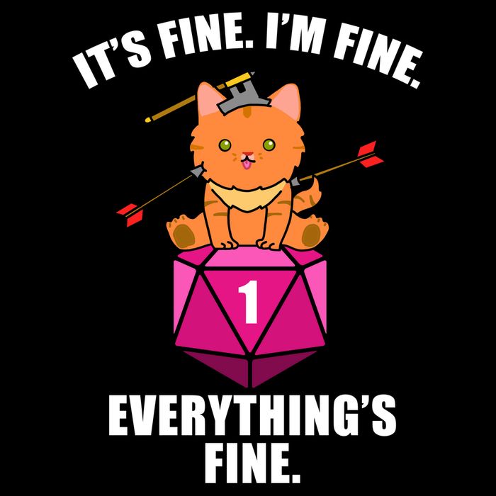 Everything's Fine Cute Cat DnD Cropped Pullover Crew