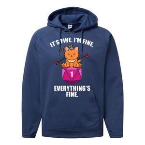 Everything's Fine Cute Cat DnD Performance Fleece Hoodie