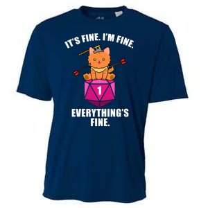 Everything's Fine Cute Cat DnD Cooling Performance Crew T-Shirt