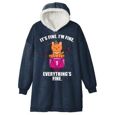 Everything's Fine Cute Cat DnD Hooded Wearable Blanket