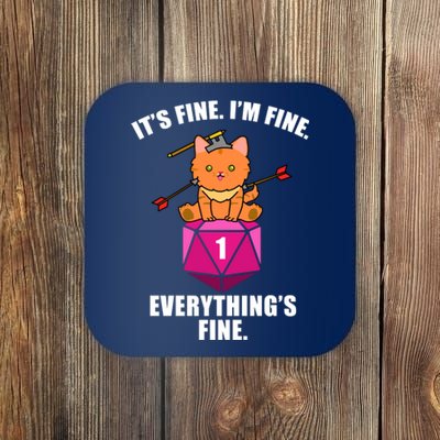 Everything's Fine Cute Cat DnD Coaster