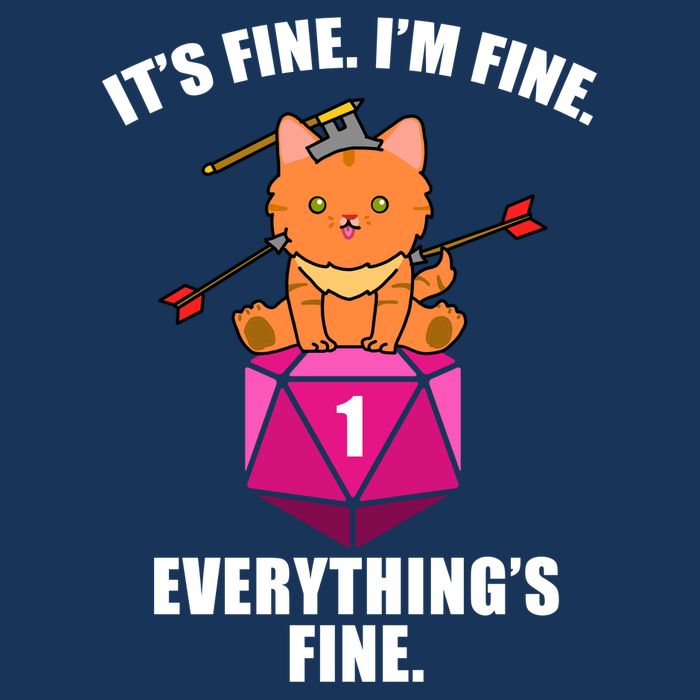 Everything's Fine Cute Cat DnD Drawstring Bag