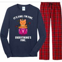 Everything's Fine Cute Cat DnD Long Sleeve Pajama Set