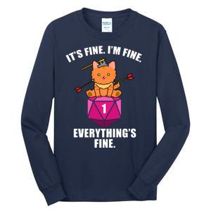 Everything's Fine Cute Cat DnD Tall Long Sleeve T-Shirt