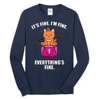 Everything's Fine Cute Cat DnD Tall Long Sleeve T-Shirt