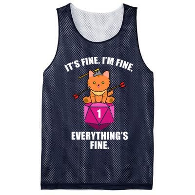 Everything's Fine Cute Cat DnD Mesh Reversible Basketball Jersey Tank