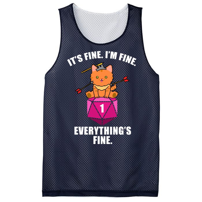 Everything's Fine Cute Cat DnD Mesh Reversible Basketball Jersey Tank