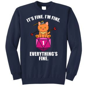 Everything's Fine Cute Cat DnD Tall Sweatshirt