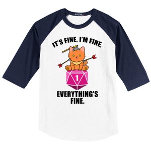 Everything's Fine Cute Cat DnD Baseball Sleeve Shirt