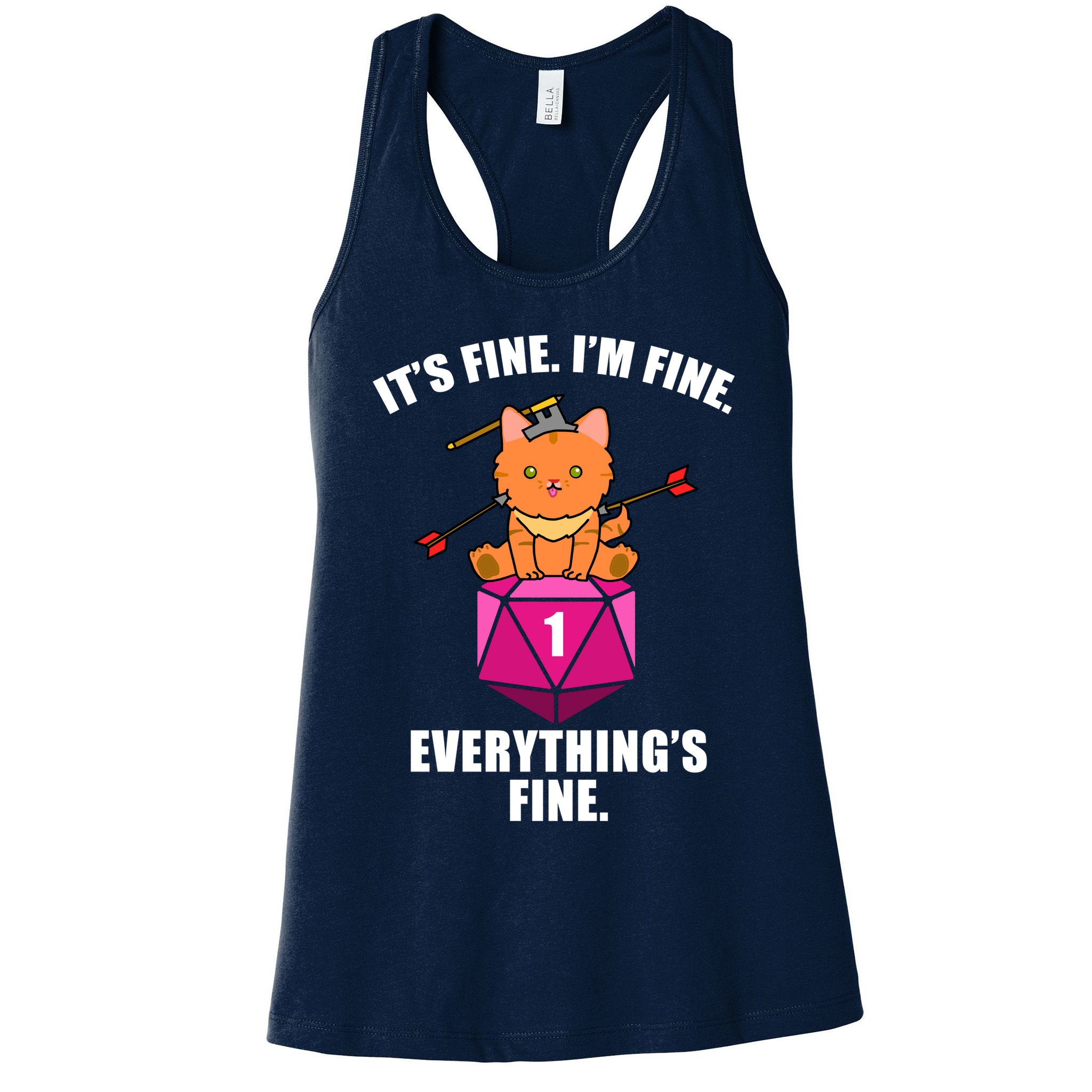 Everything's Fine Cute Cat DnD Womens Tank Top
