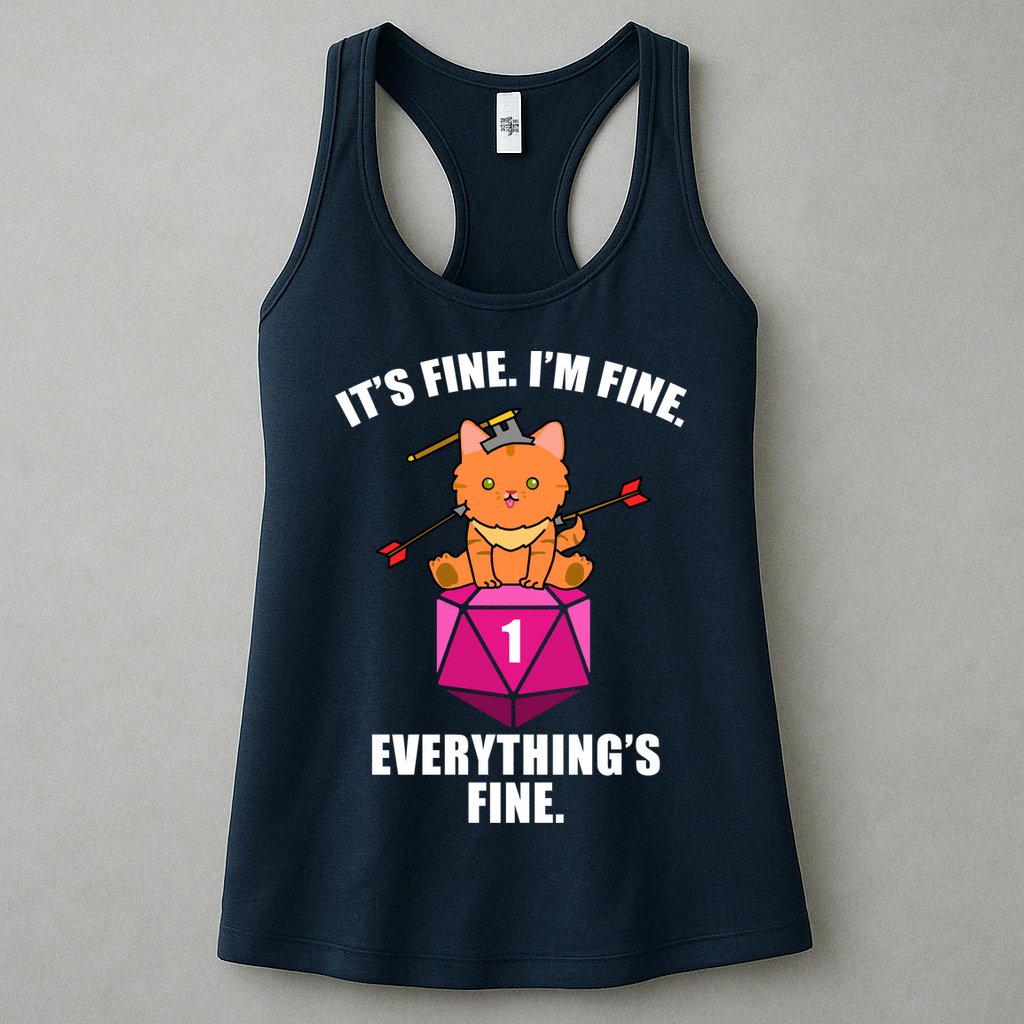 Everything's Fine Cute Cat DnD Womens Tank Top