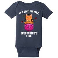 Everything's Fine Cute Cat DnD Baby Bodysuit