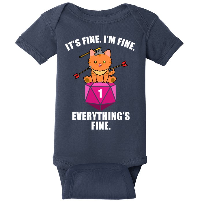 Everything's Fine Cute Cat DnD Baby Bodysuit