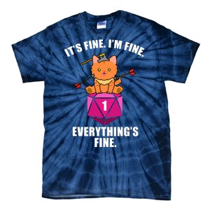 Everything's Fine Cute Cat DnD Tie-Dye T-Shirt