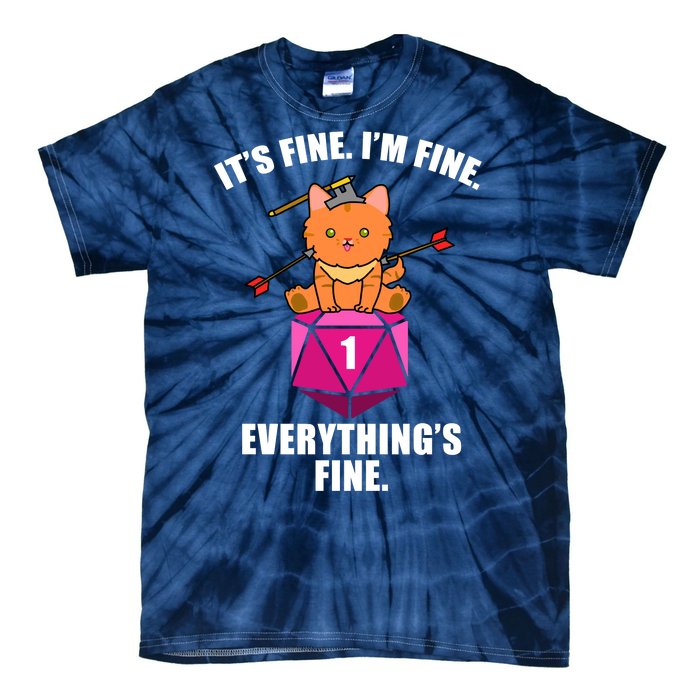 Everything's Fine Cute Cat DnD Tie-Dye T-Shirt