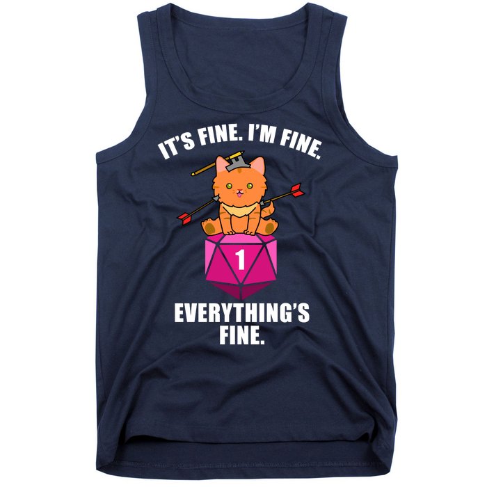 Everything's Fine Cute Cat DnD Tank Top