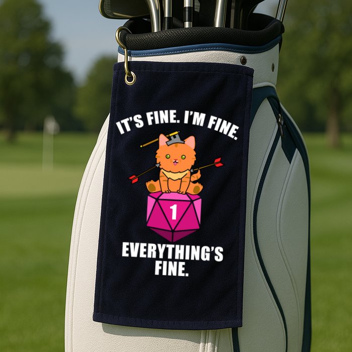Everything's Fine Cute Cat DnD Golf Towel