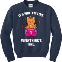 Everything's Fine Cute Cat DnD Kids Sweatshirt