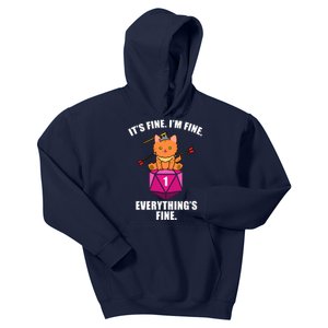 Everything's Fine Cute Cat DnD Kids Hoodie