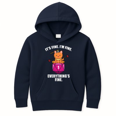 Everything's Fine Cute Cat DnD Kids Hoodie