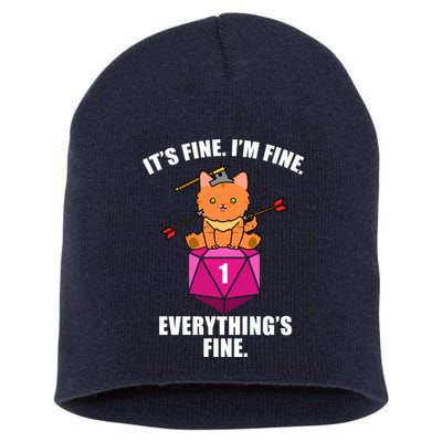 Everything's Fine Cute Cat DnD Short Acrylic Beanie