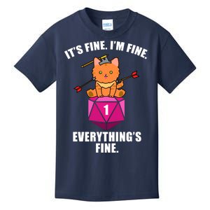 Everything's Fine Cute Cat DnD Kids T-Shirt