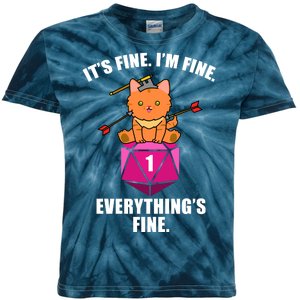 Everything's Fine Cute Cat DnD Kids Tie-Dye T-Shirt