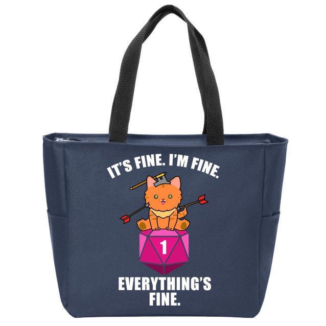 Everything's Fine Cute Cat DnD Zip Tote Bag