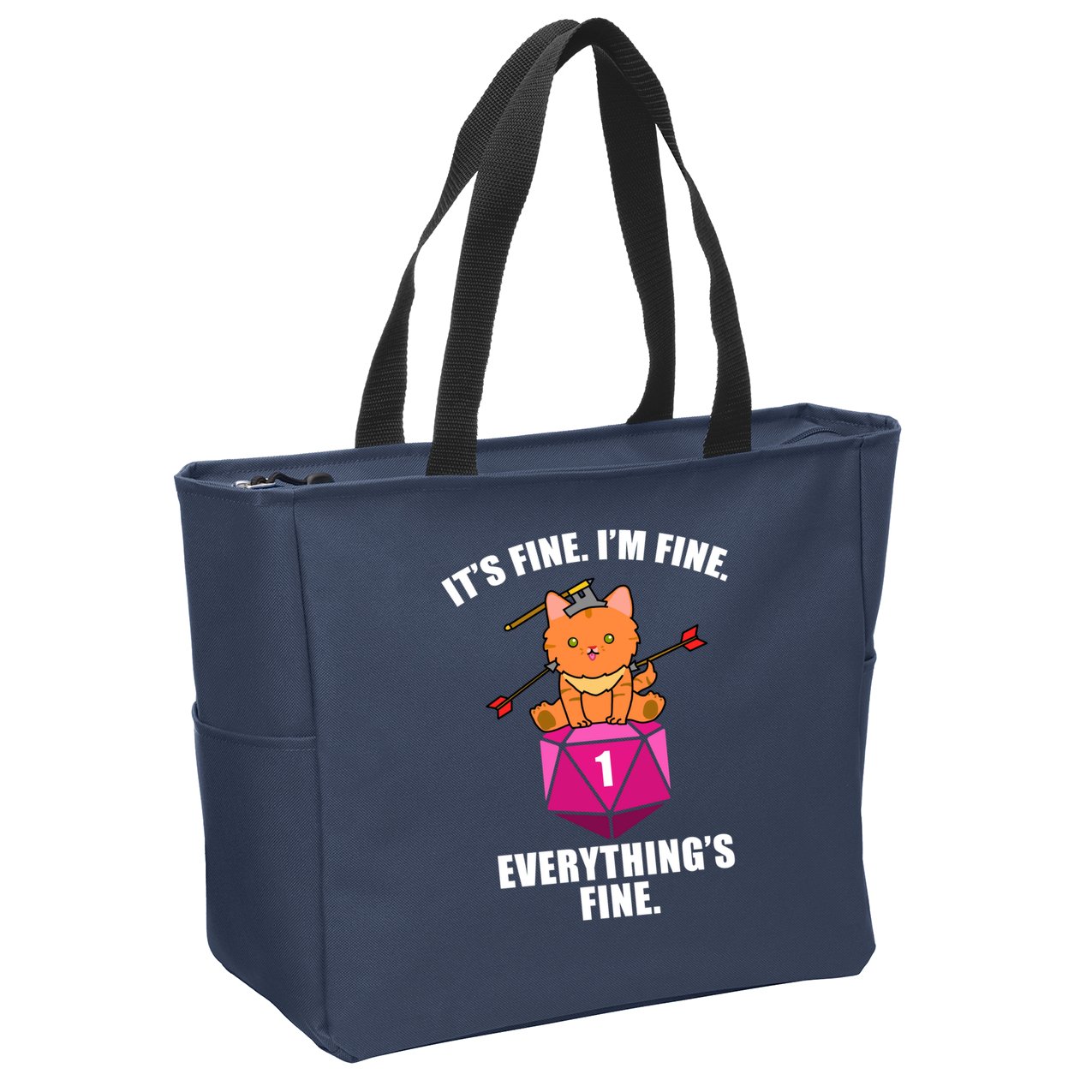 Everything's Fine Cute Cat DnD Zip Tote Bag