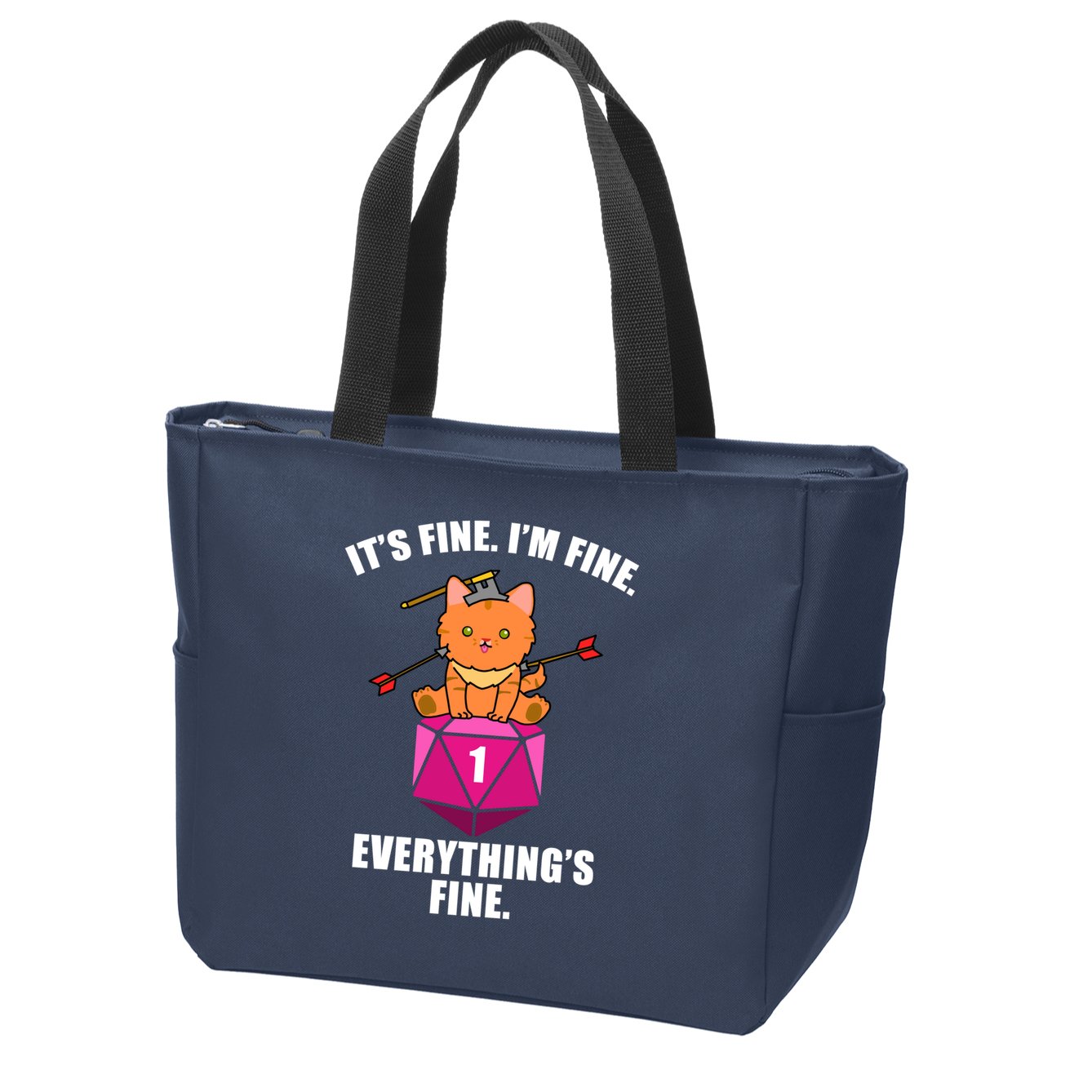 Everything's Fine Cute Cat DnD Zip Tote Bag