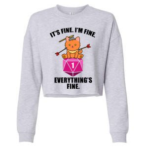 Everything's Fine Cute Cat DnD Cropped Pullover Crew