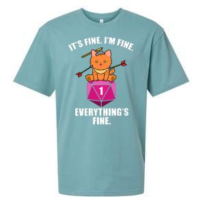 Everything's Fine Cute Cat DnD Sueded Cloud Jersey T-Shirt