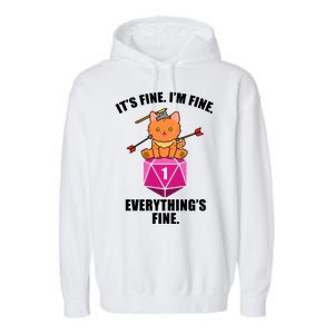 Everything's Fine Cute Cat DnD Garment-Dyed Fleece Hoodie