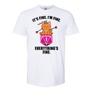 Everything's Fine Cute Cat DnD Softstyle CVC T-Shirt